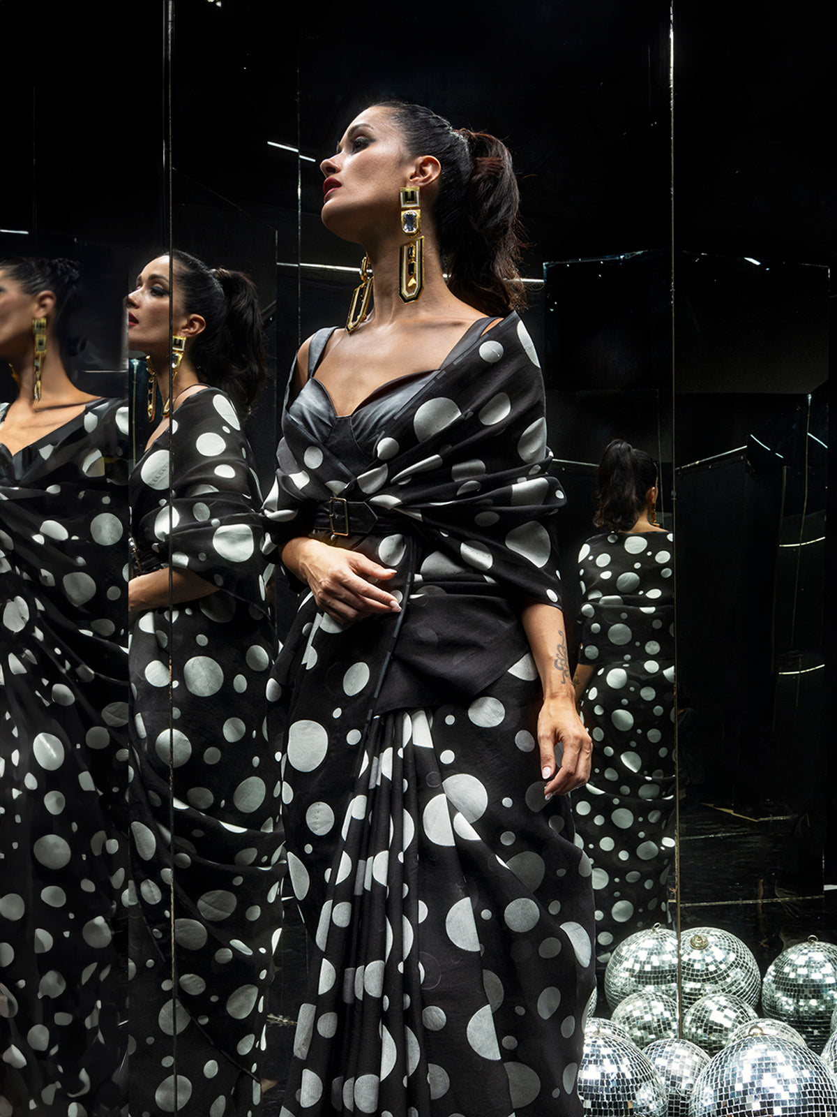 Black Confetti Saree