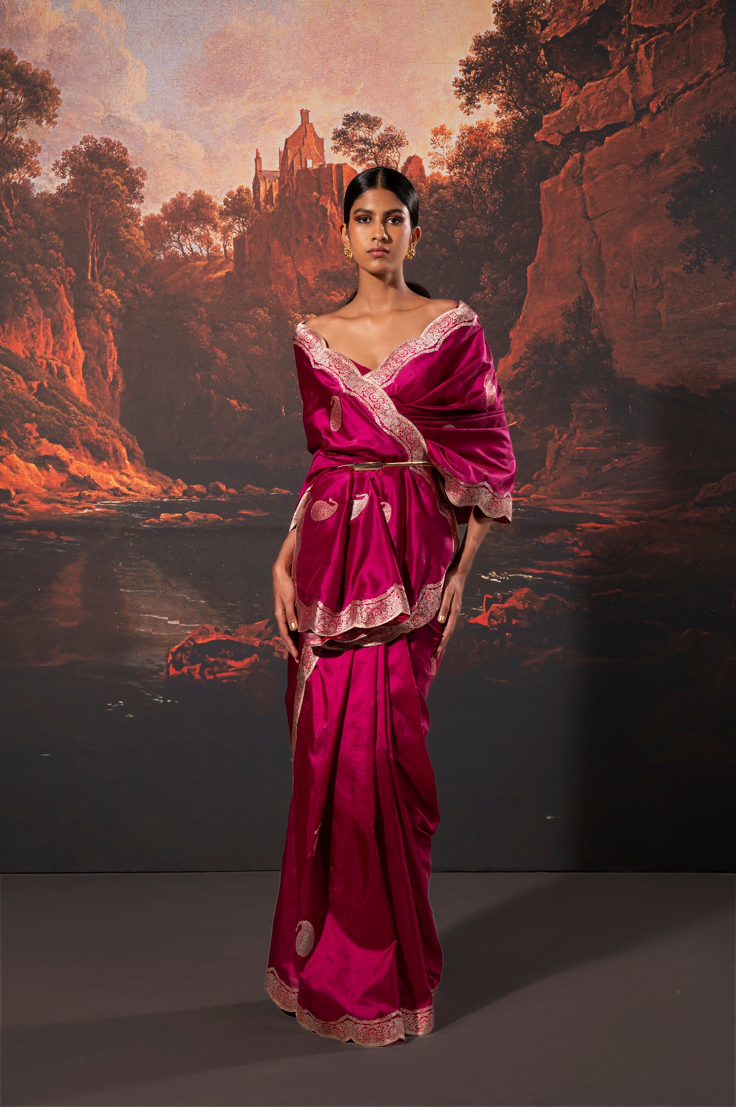 Handwoven Garnet Silk Saree