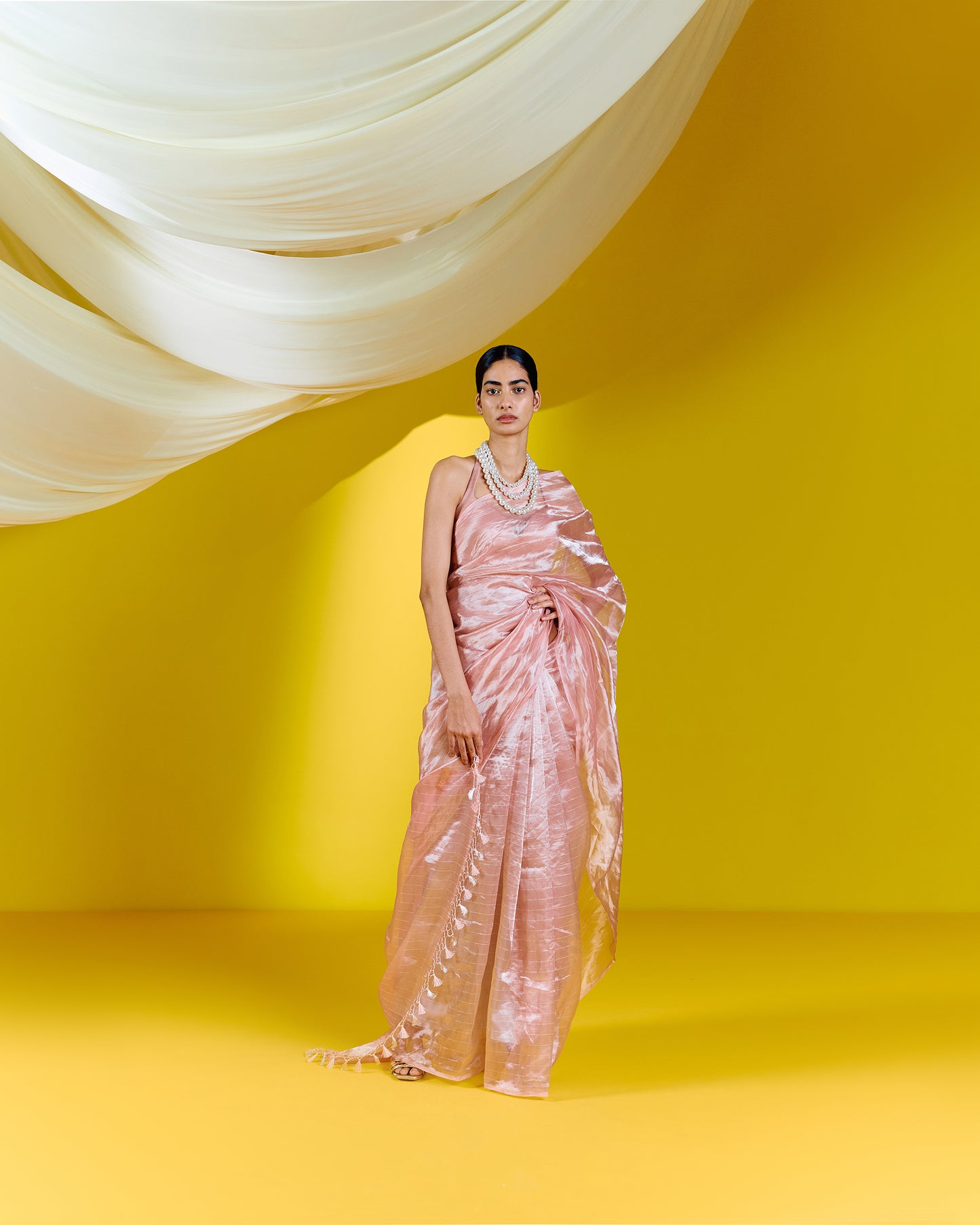 Handwoven Pink Tissue Saree