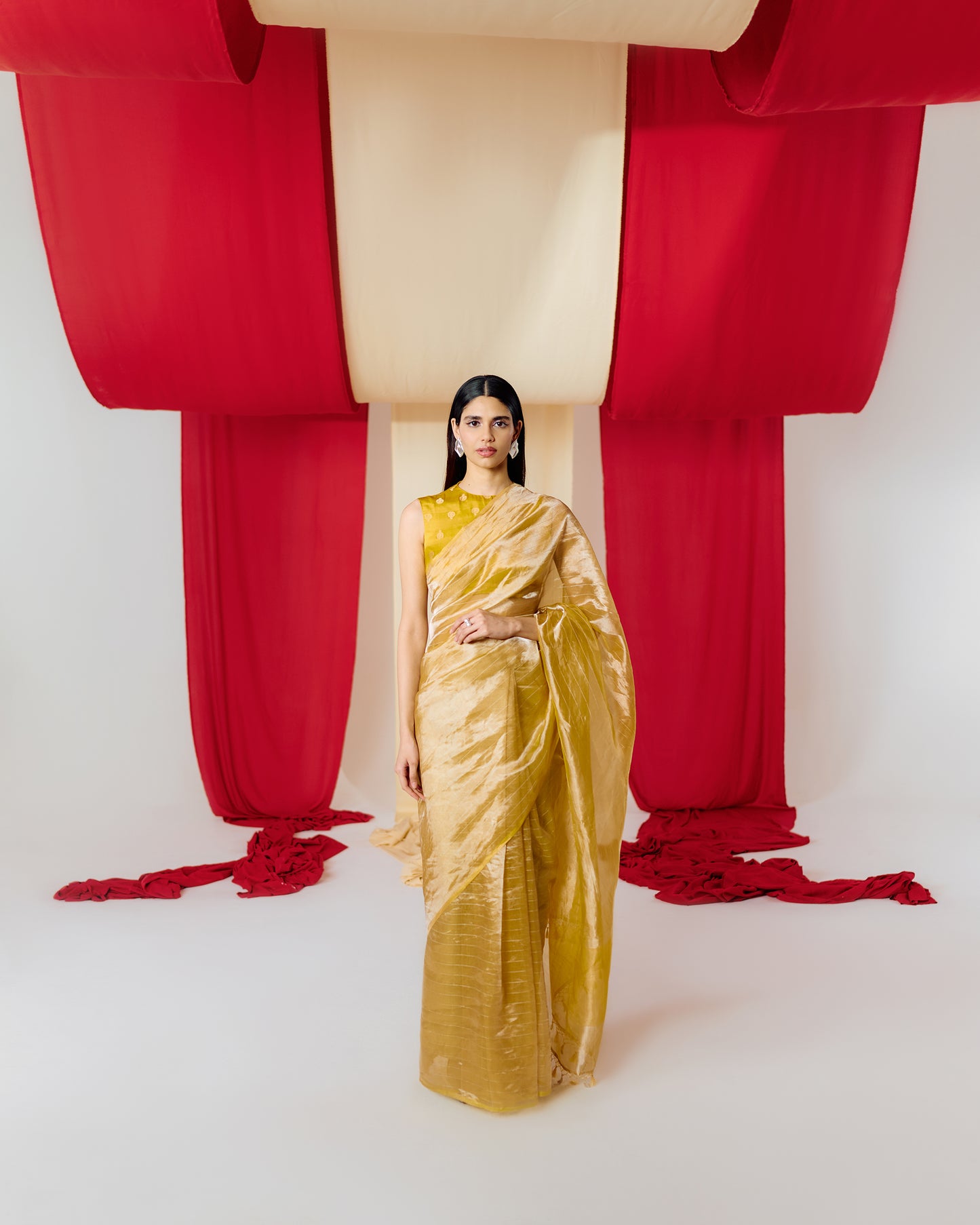 Handwoven Yellow Tissue Saree