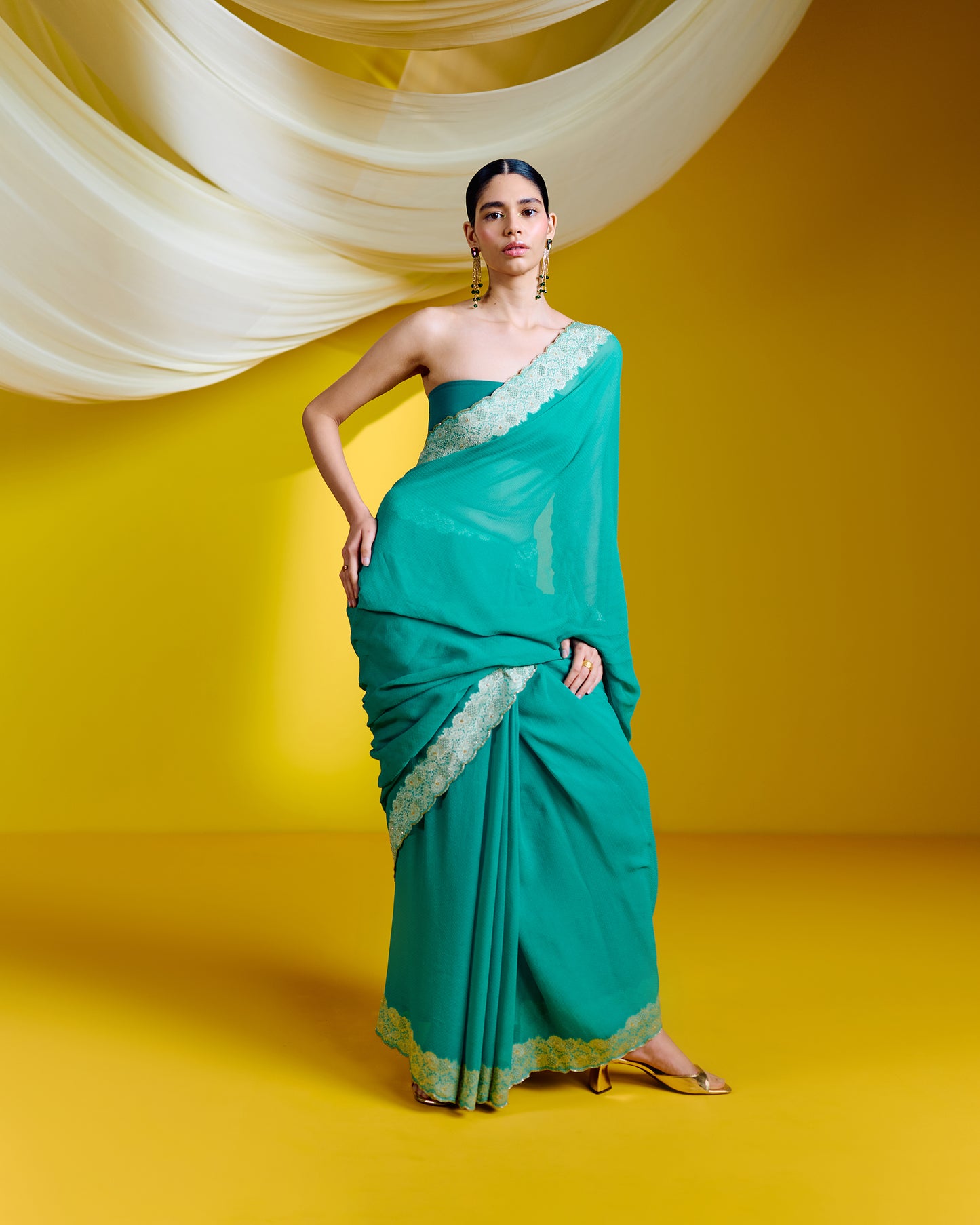 Handwoven Green Georgette Saree