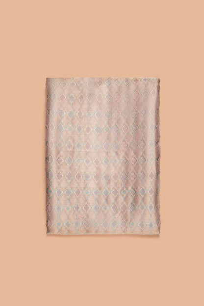 Handwoven Peach Satin Silk Fabric