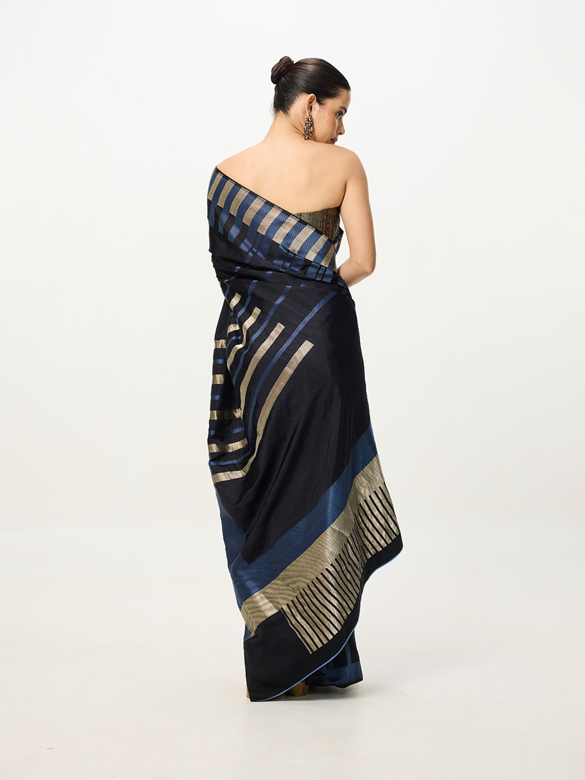 Handwoven Blue & Black Kadhwa Banarasi Saree