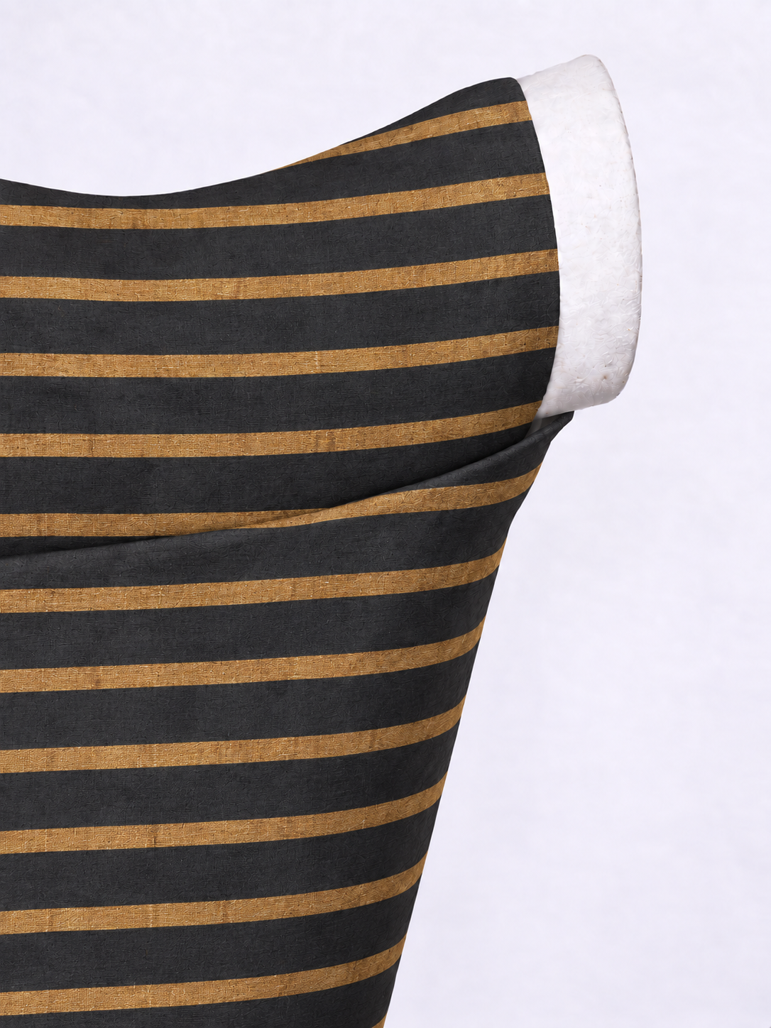 Handwoven Black & Orange Striped Cutwork Blouse Fabric