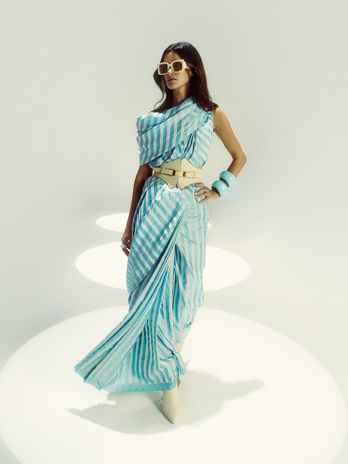 Powder Blue Candy Cane Saree