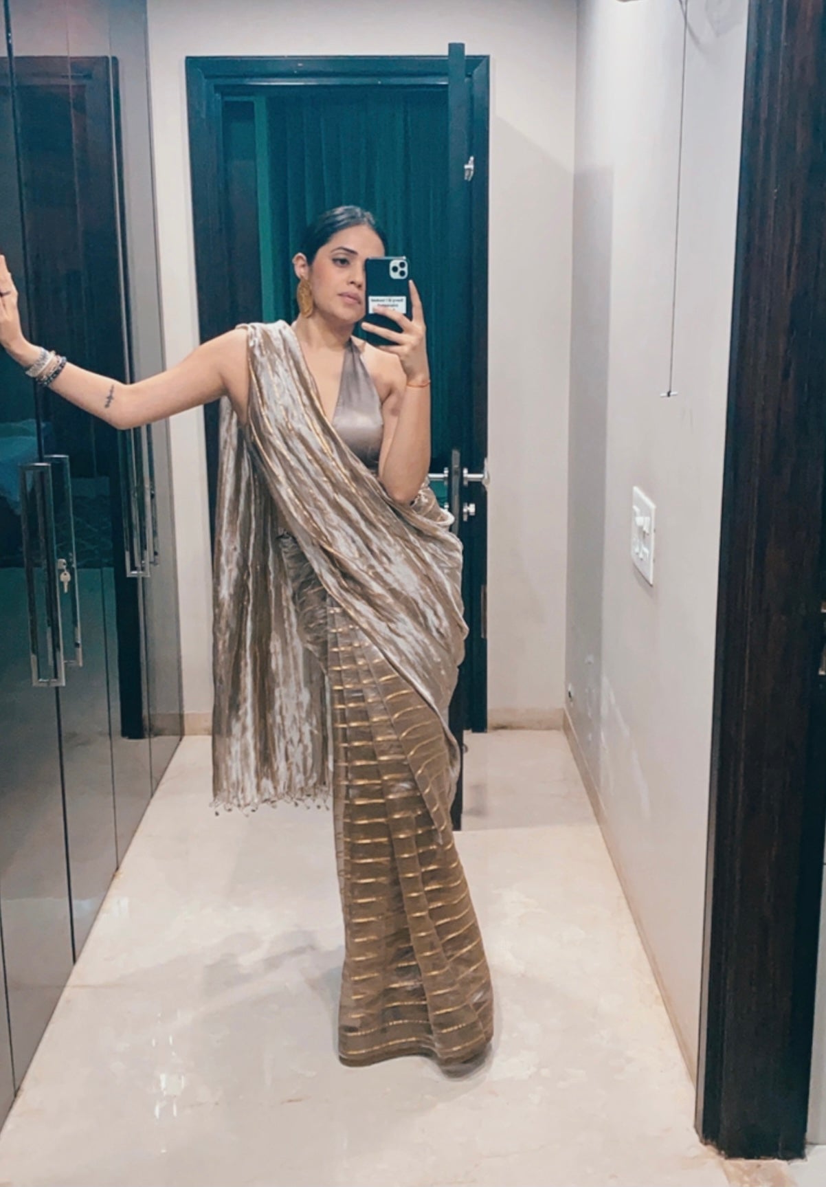 Handwoven Silver Tissue Organza Silk Saree