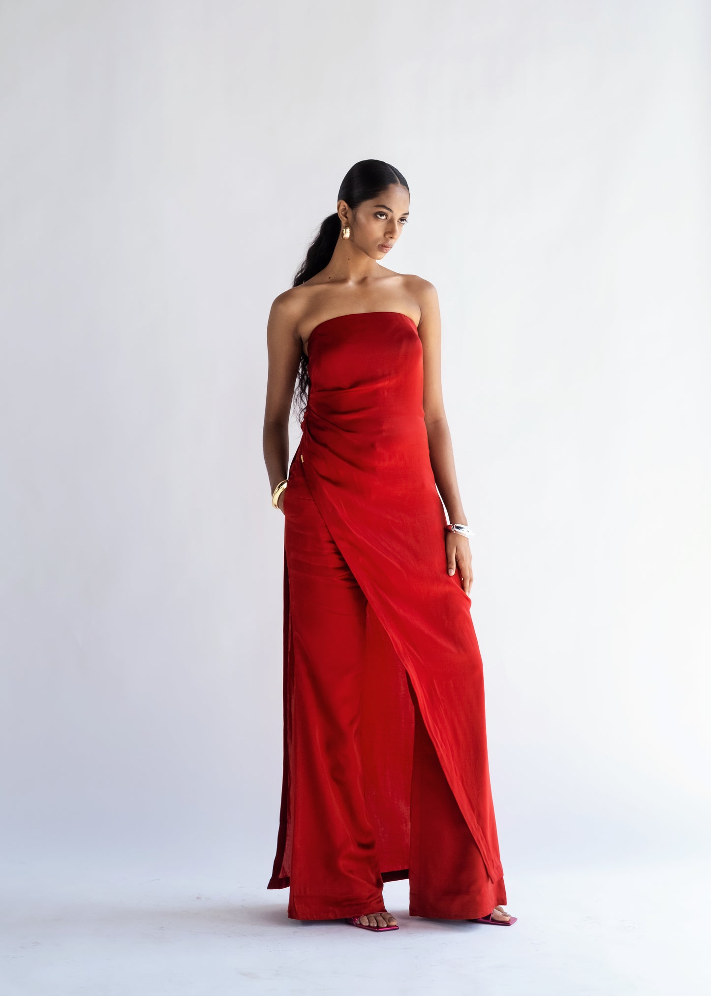 FIERY RED CORSET TOP & PANTS