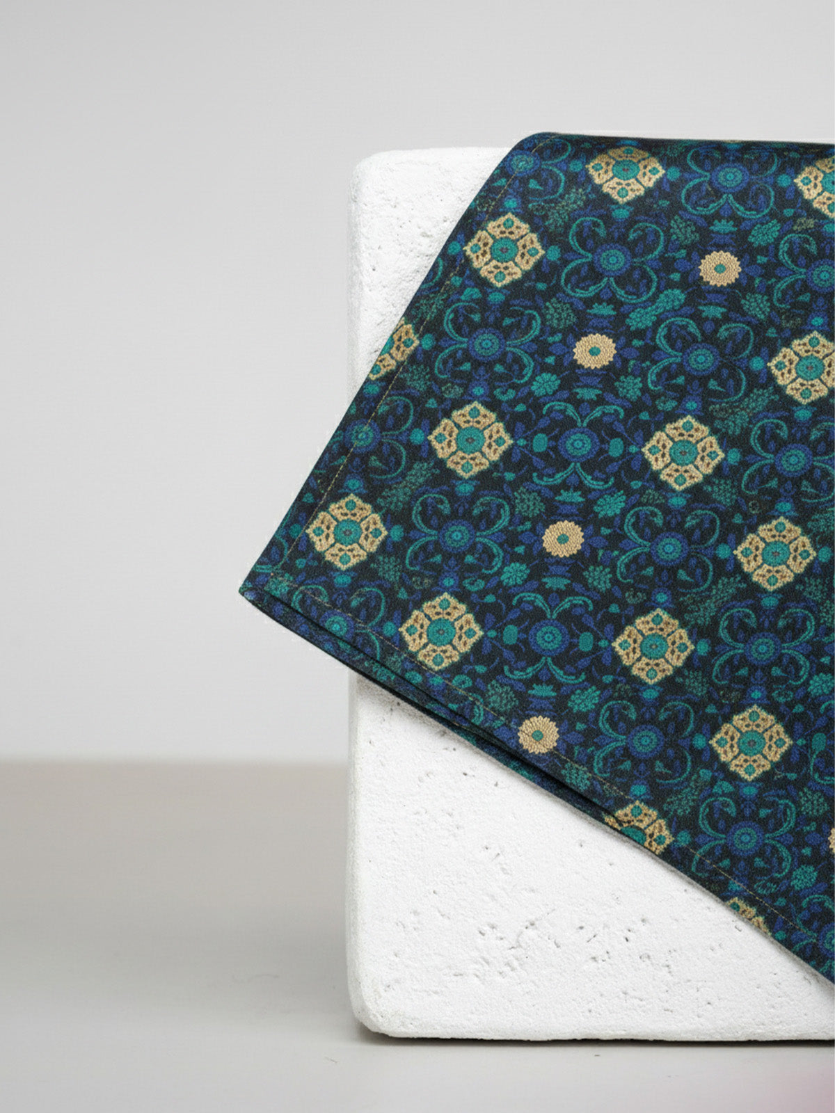 Handwoven Aegean Blue Silk Pocket Square