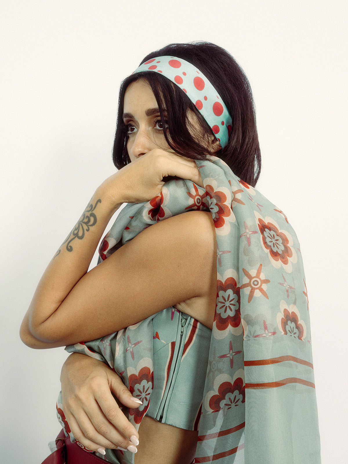 Teal Twiggy Bloom Saree
