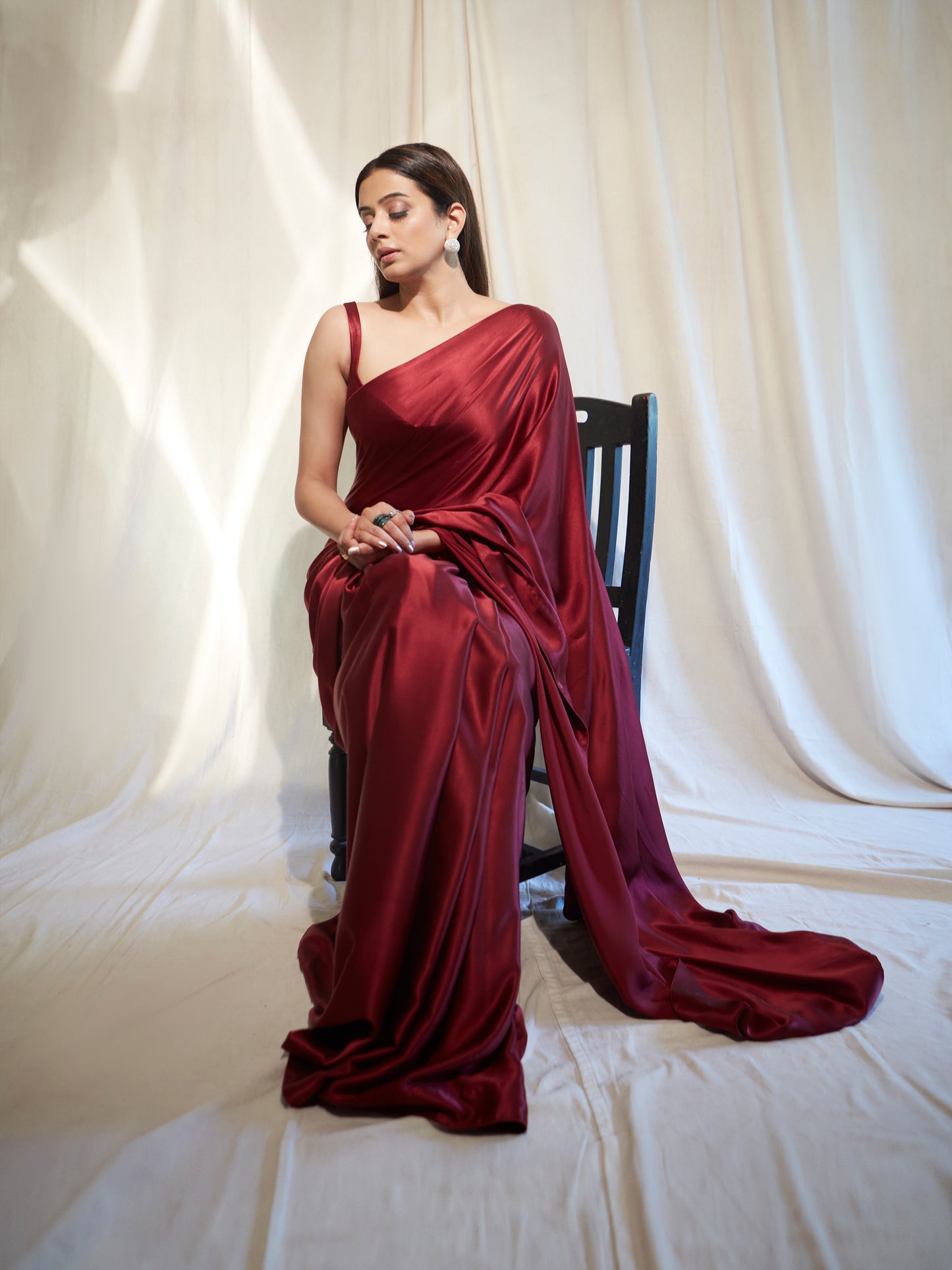 Handwoven Burgundy Rouge Silk Saree