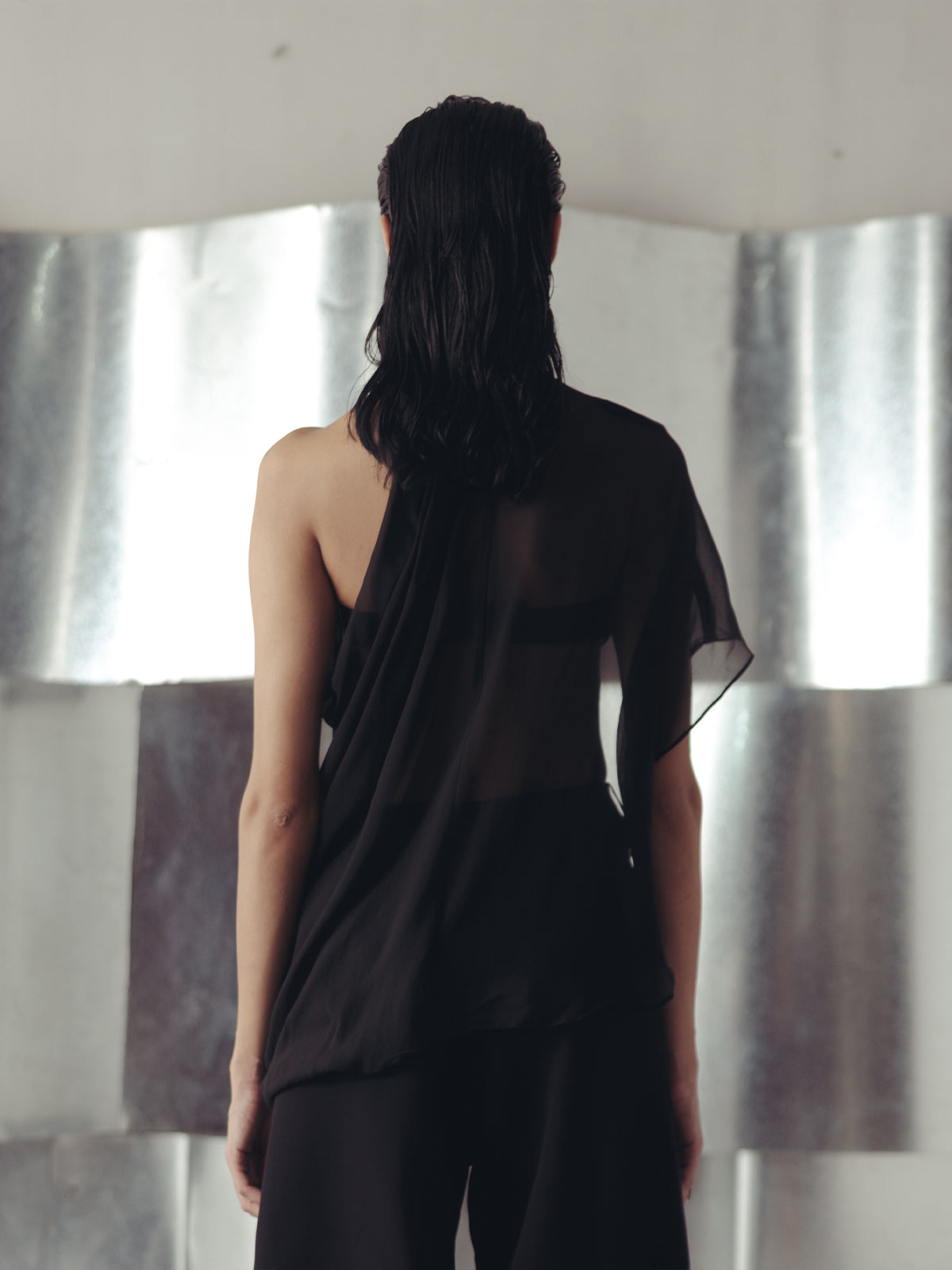 BRISTOL BLACK SHEER TOP