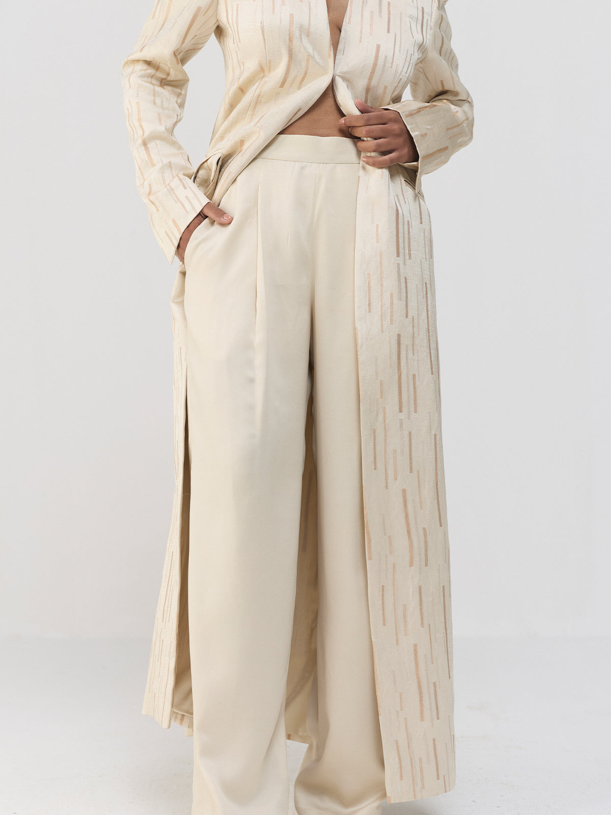 CREAM LONG JACKET SET