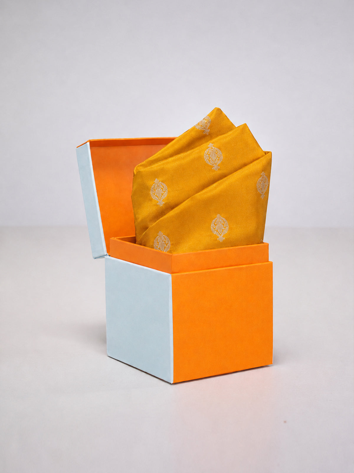 Tangerine Banarasi Pocket Square