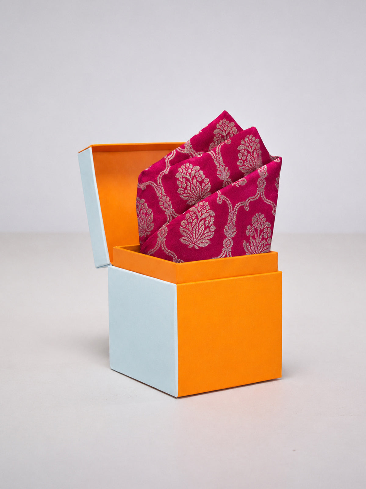 Dark Pink Banarasi Pocket Square