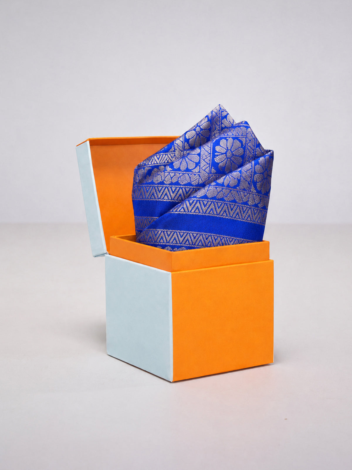 Deep Blue Banarasi Pocket Square