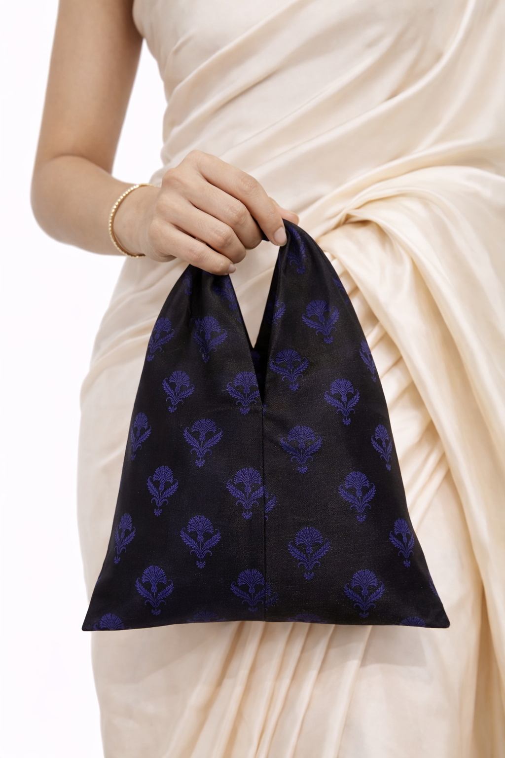 Handwoven Midnight Black Banarasi Potli