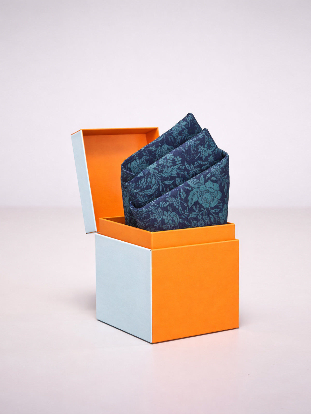 Handwoven Deep Blue Emboss Silk Pocket Square