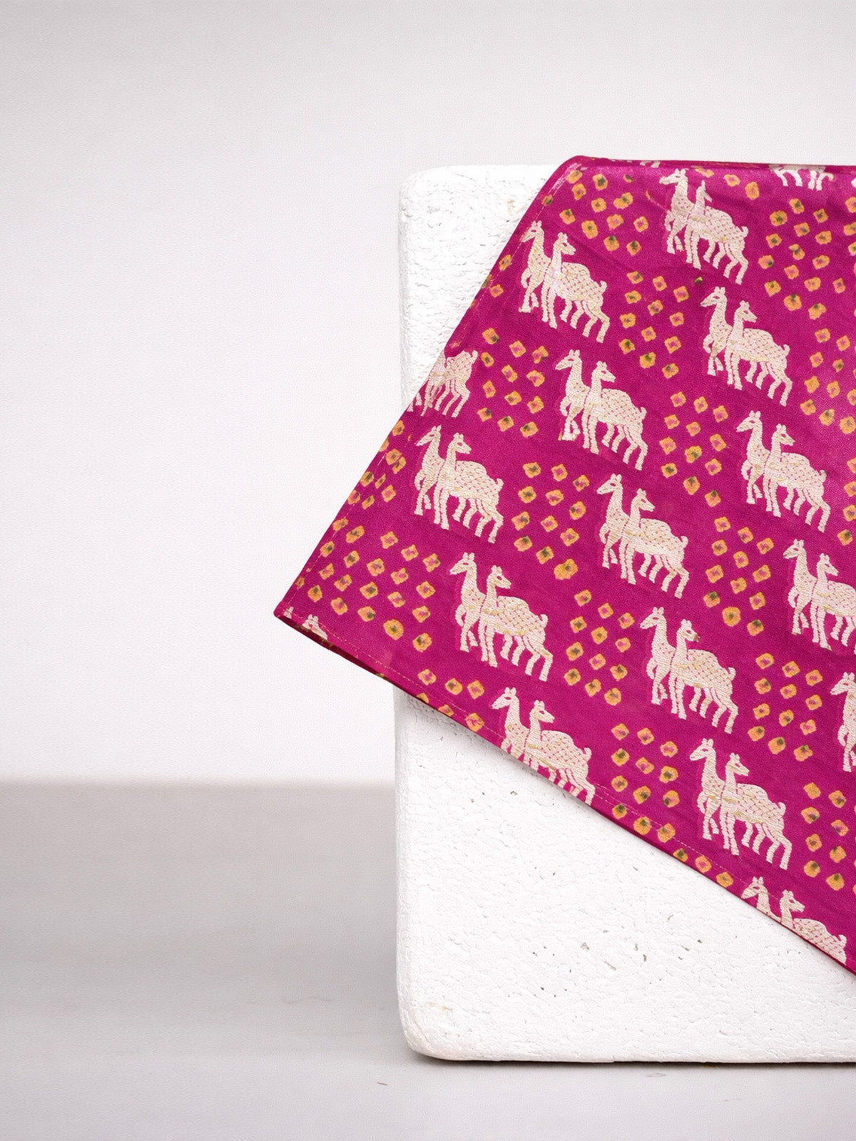 Hot Pink Printed Silk Pocket Square