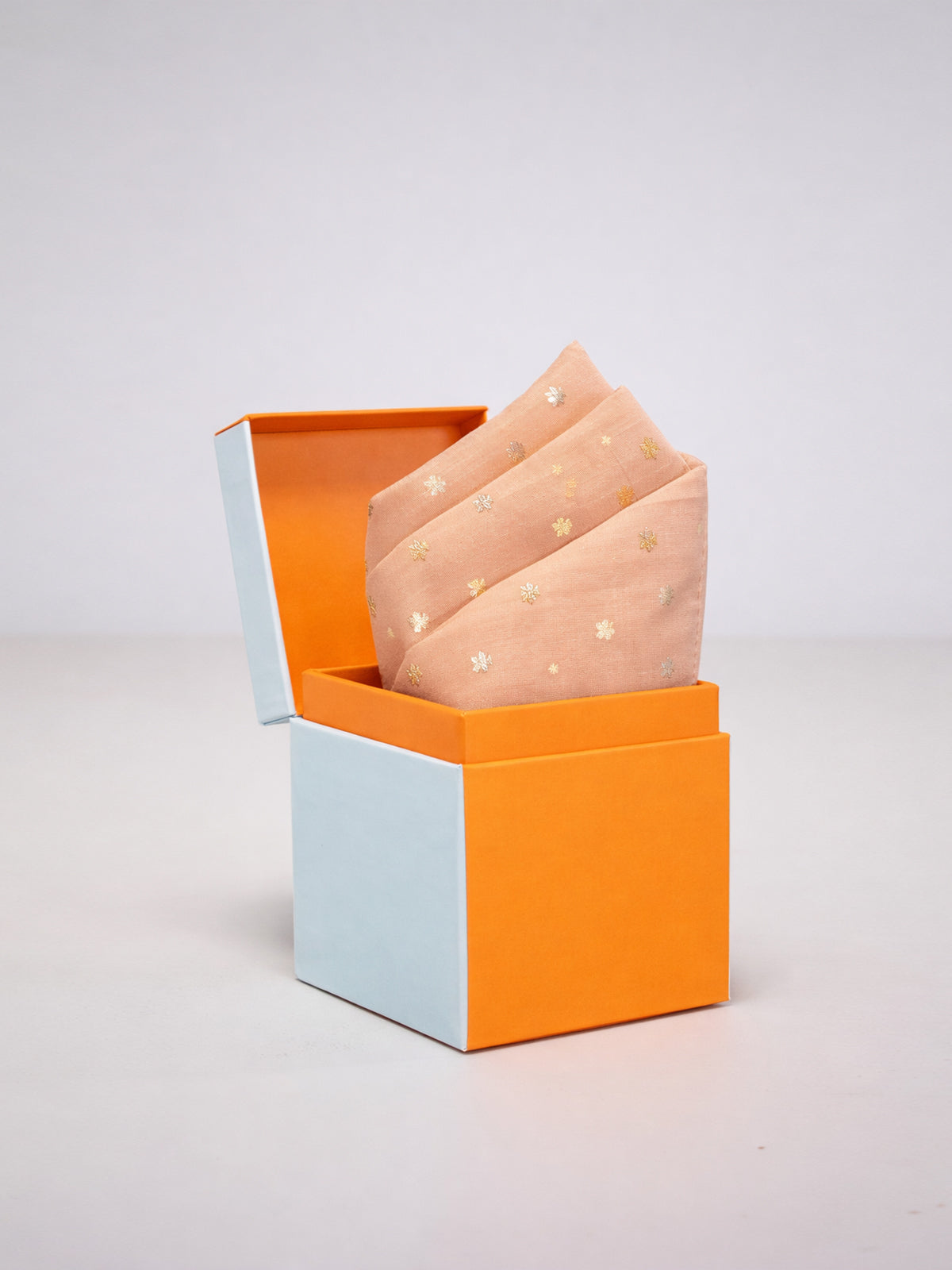 Handwoven Peach Cutwork Silk Pocket Square