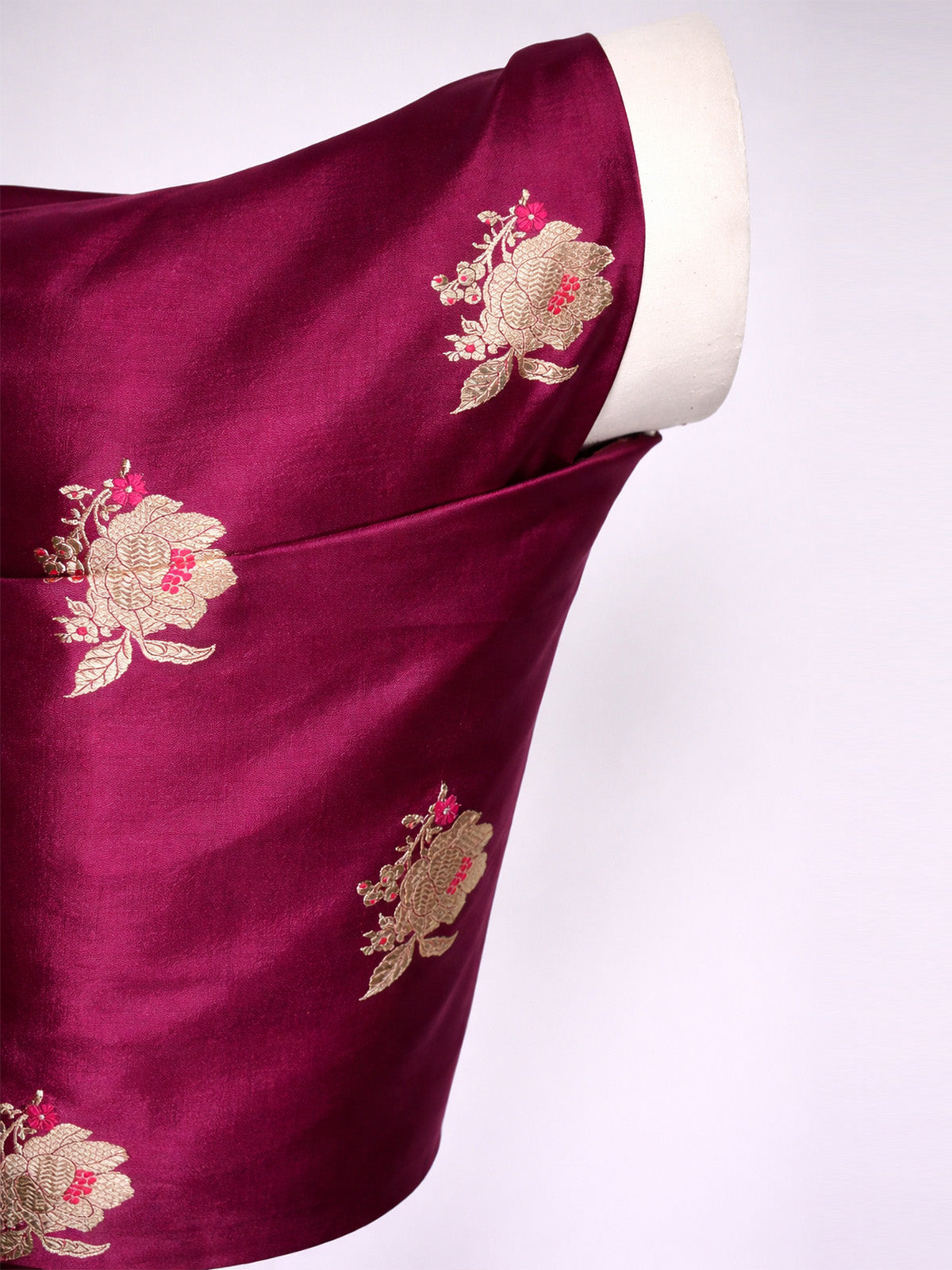 Handwoven Magenta Cutwork & Kadhwa Banarasi