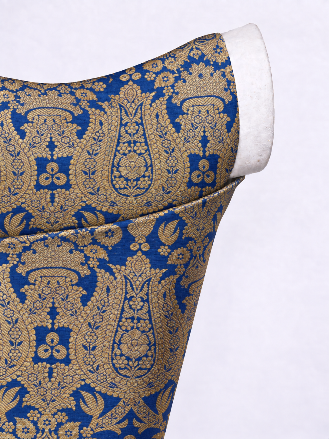 Handwoven Deep Blue & Gold Banarasi Emboss Blouse Fabric