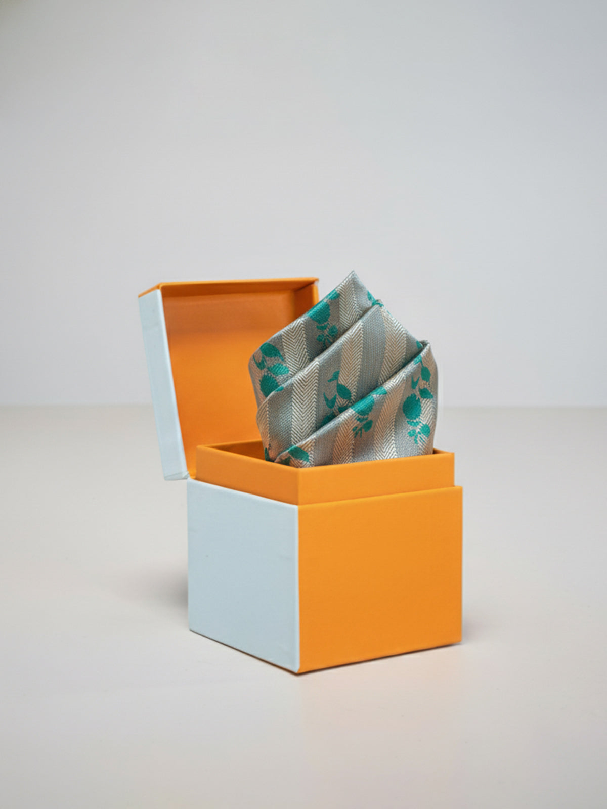 Handwoven Green Striped Georgette Pocket Square