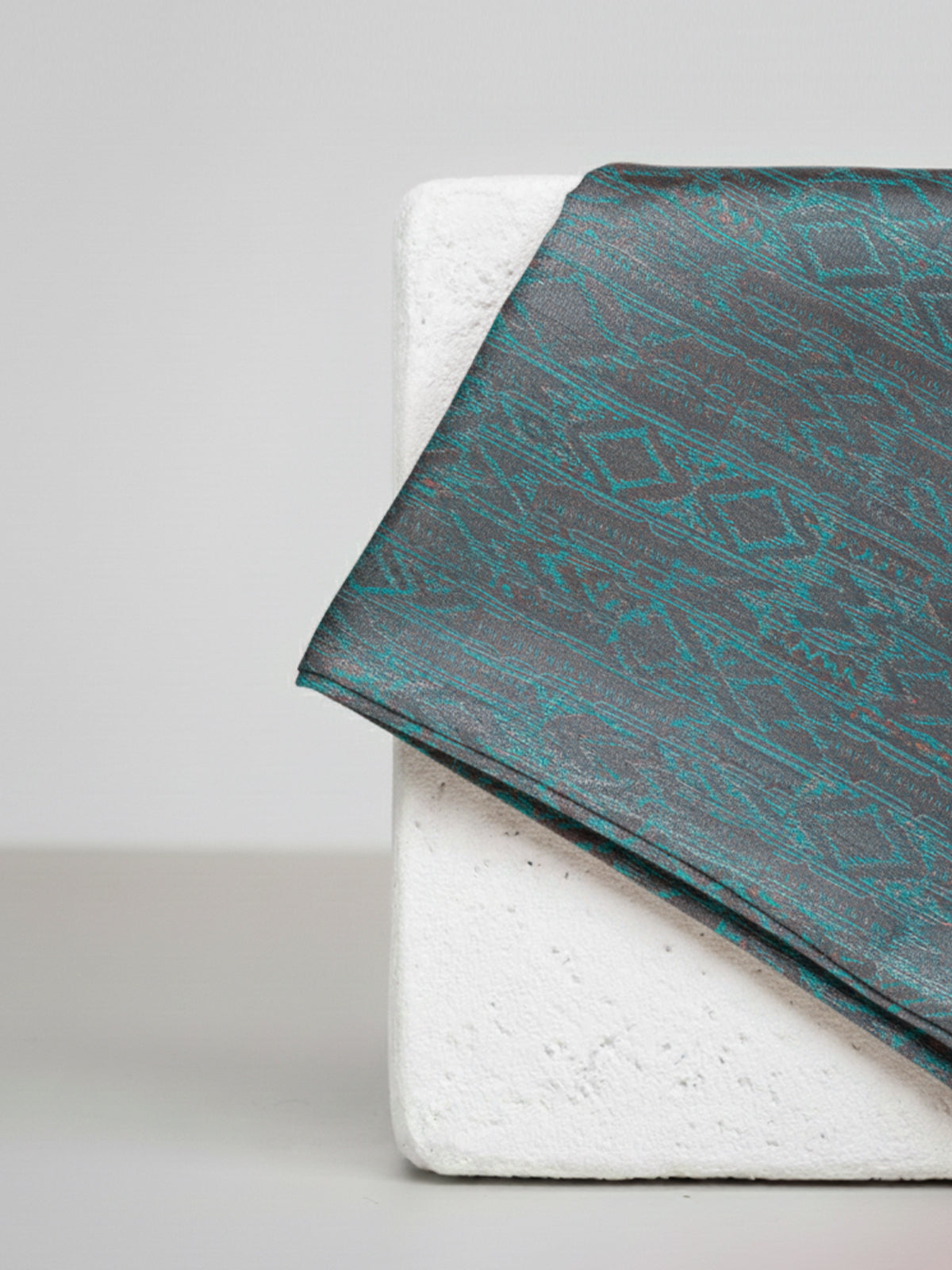 Handwoven Teal Georgette Pocket Square