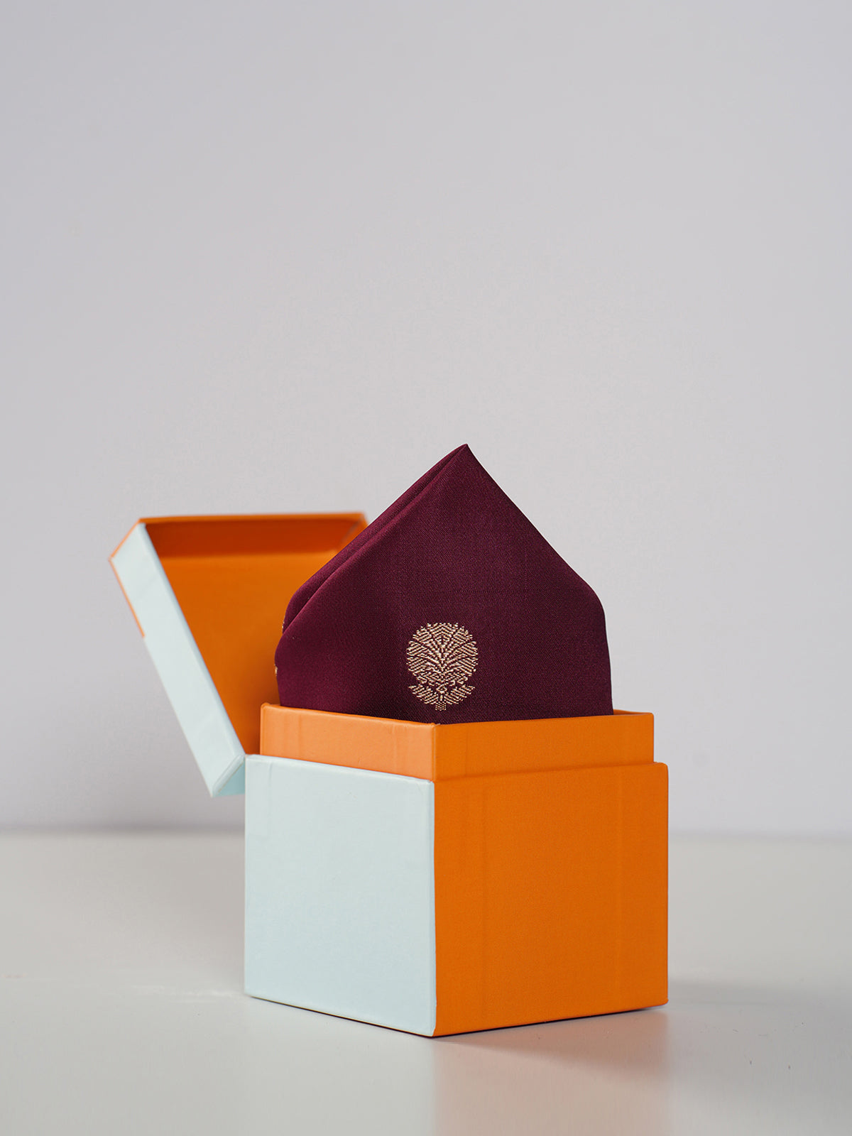 Handwoven Maroon Silk Pocket Square