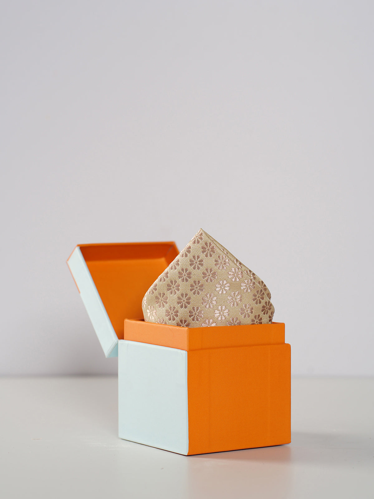 Handwoven Beige Silk Pocket Square