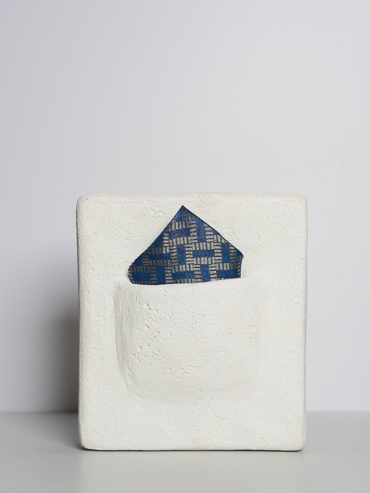 Handwoven Blue Silk Pocket Square