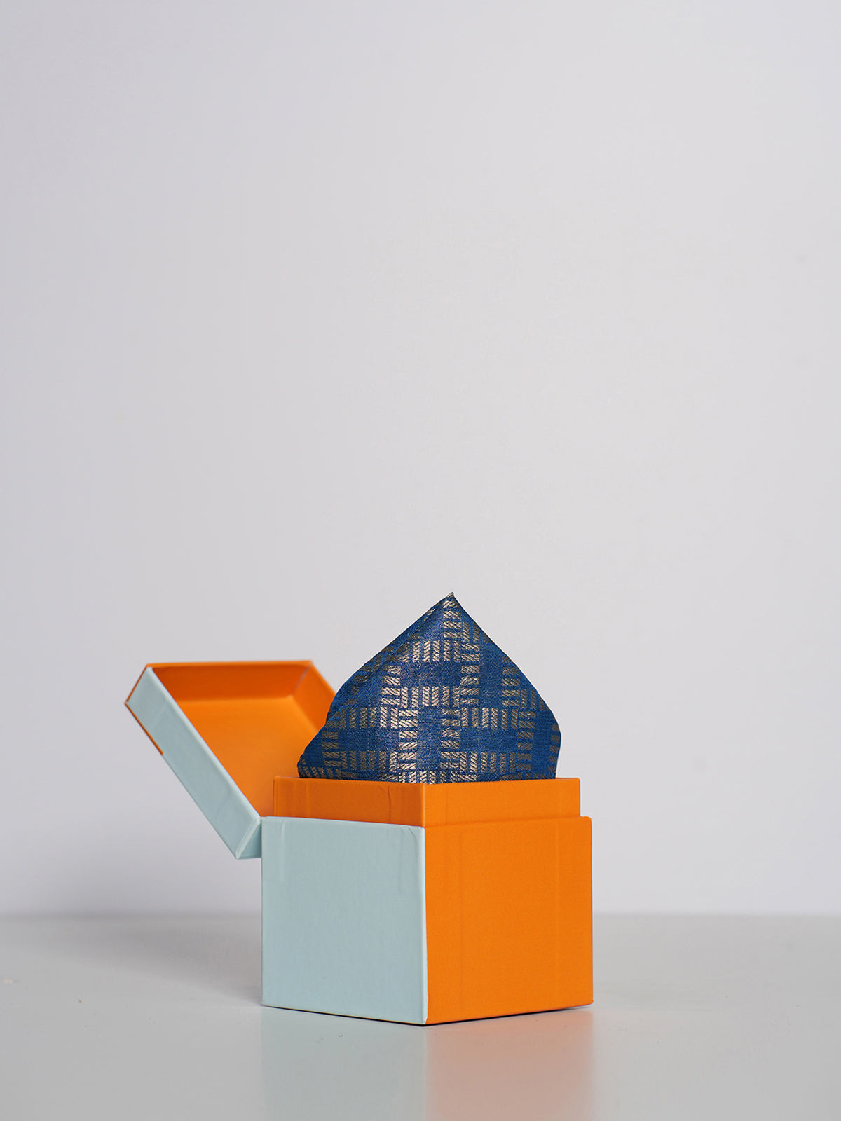 Handwoven Blue Silk Pocket Square