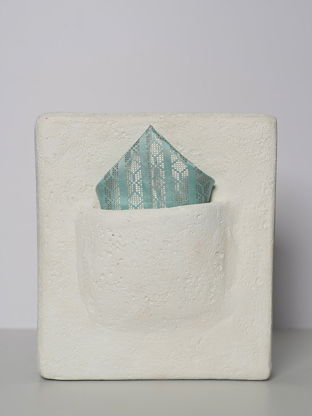 Handwoven Blue Silk Pocket Square