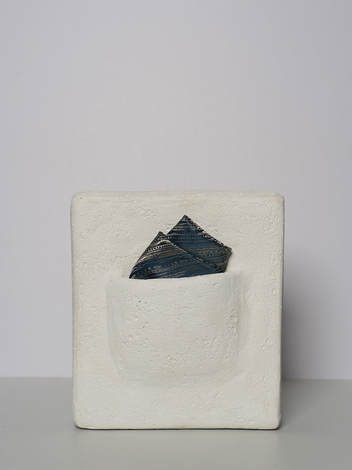 Handwoven Blue Silk Pocket Square