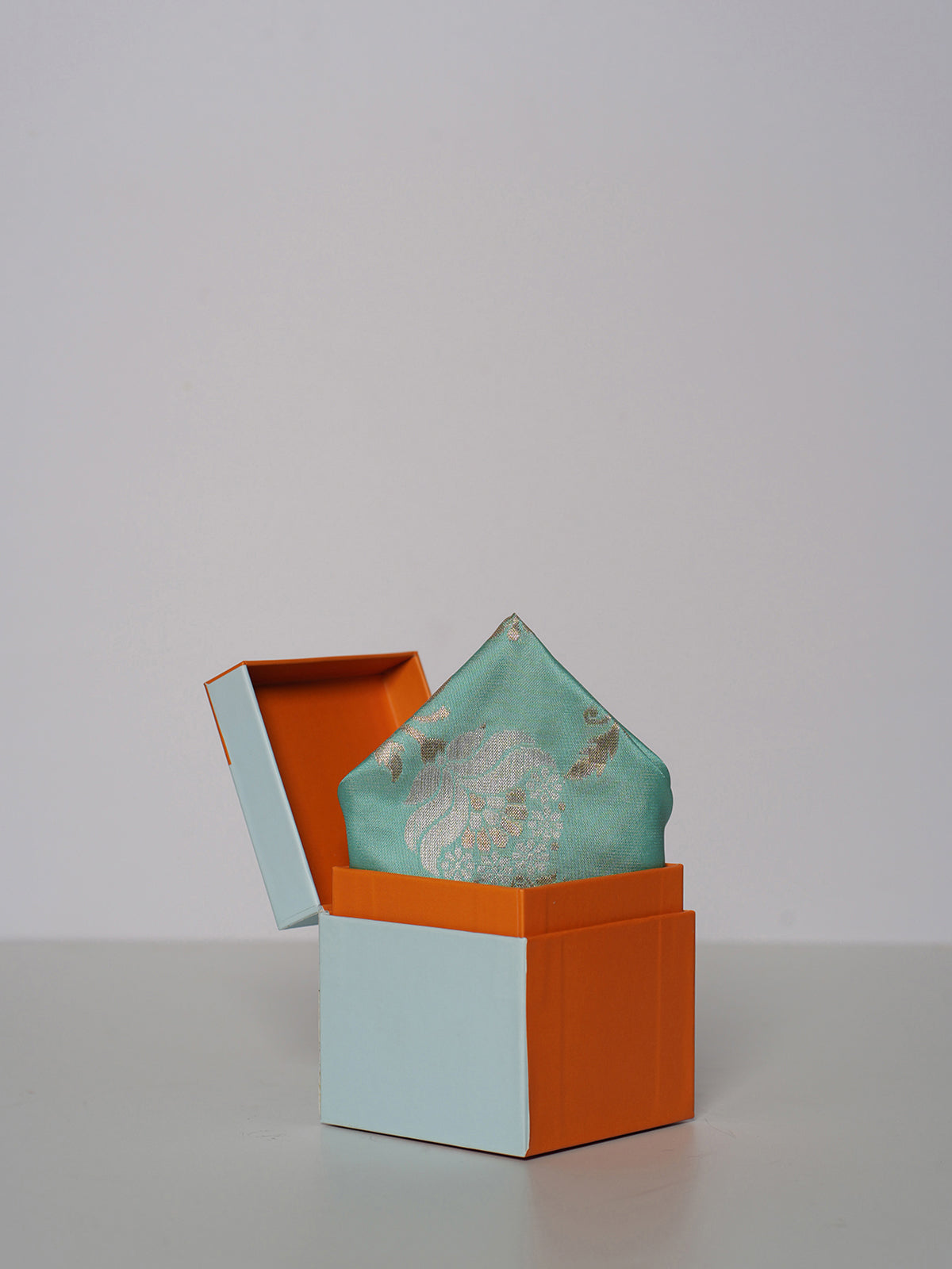 Handwoven Sea Green Silk Pocket Square