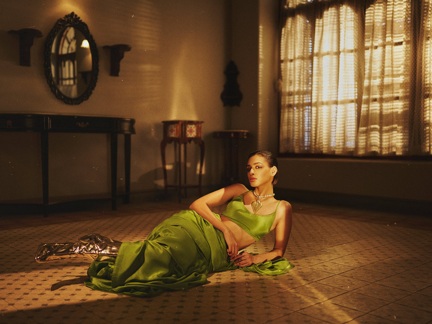 Handwoven Pear Green Silk Saree