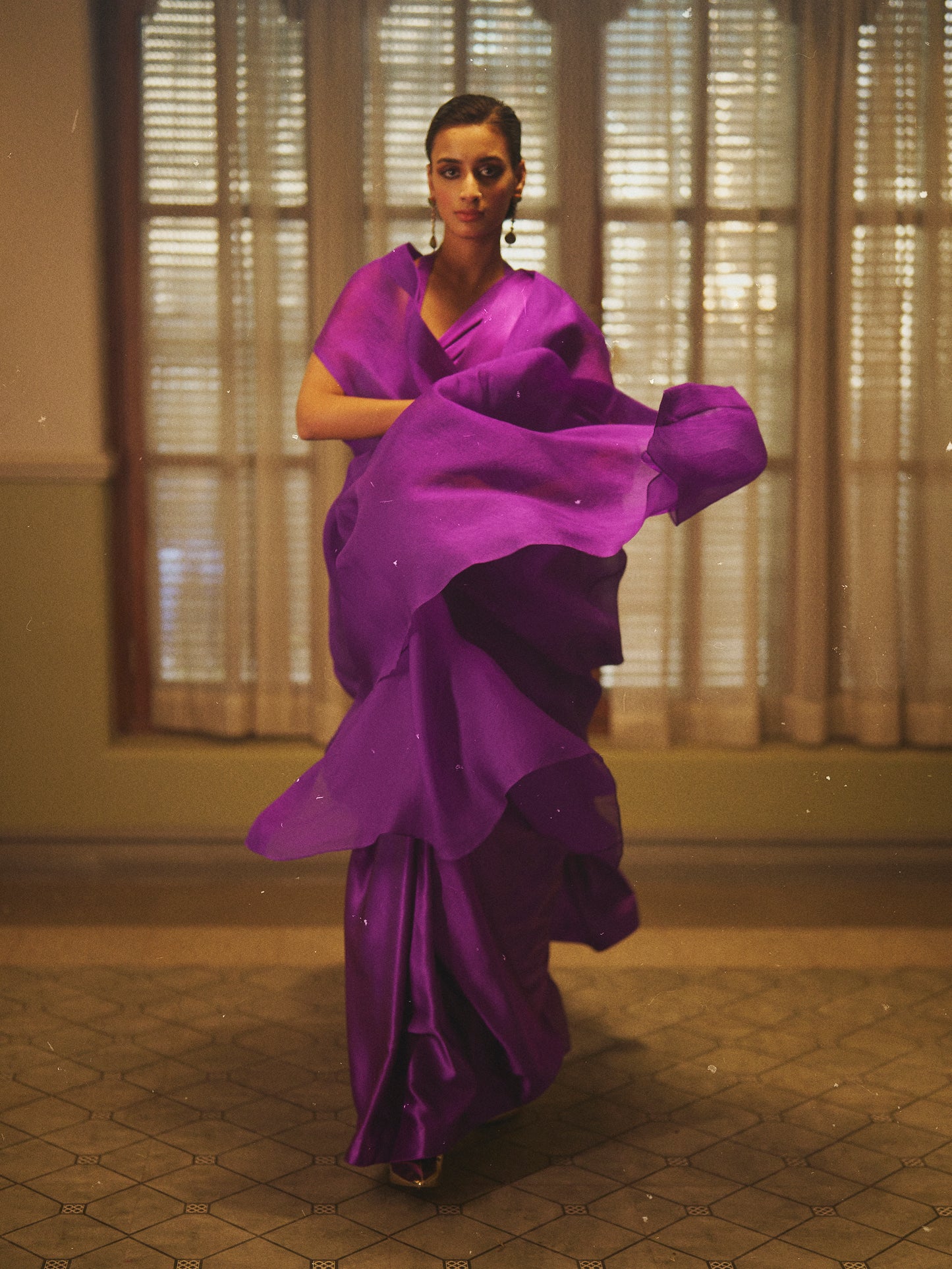 Handwoven Electric Purple Satin Saree