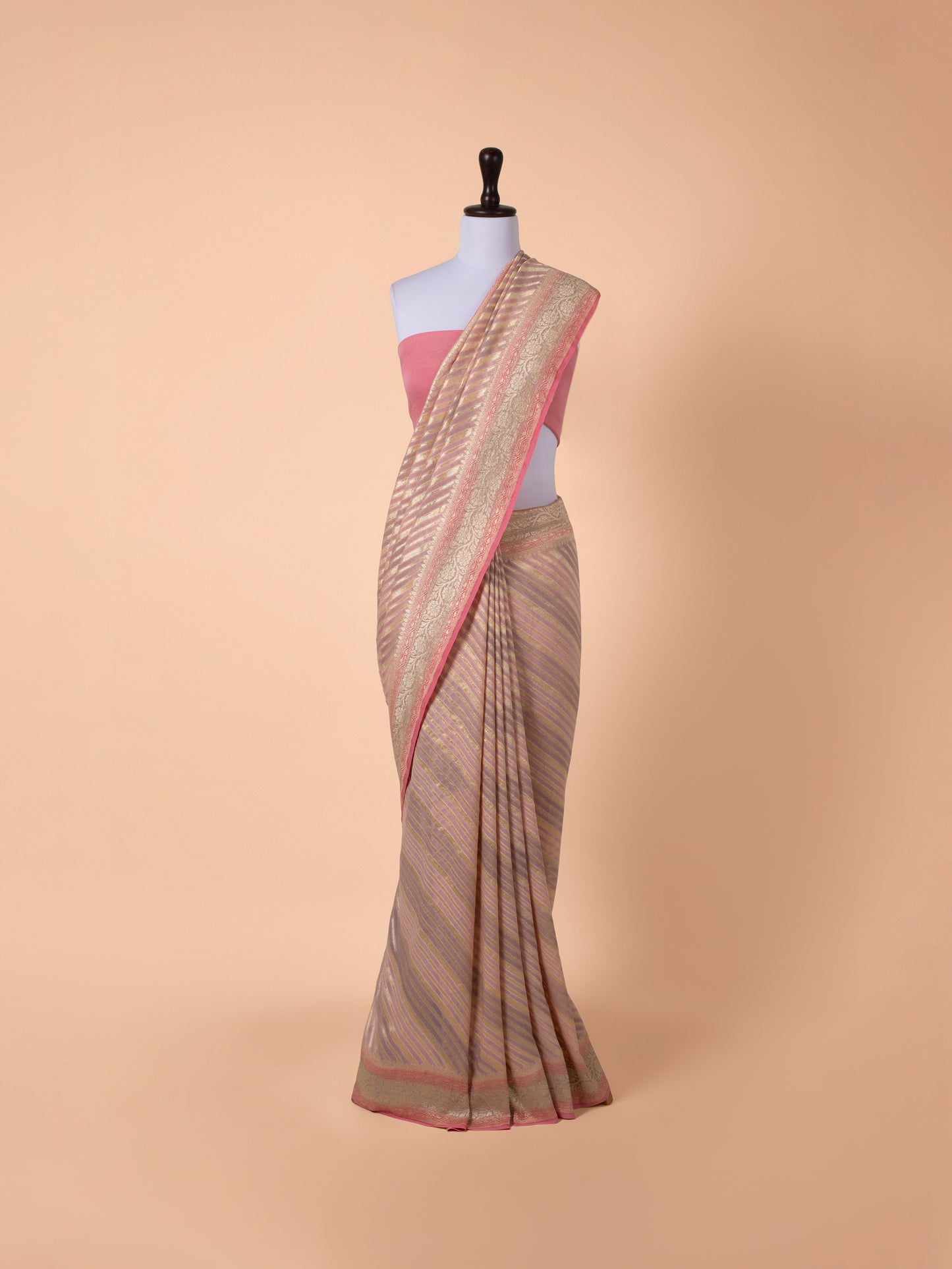 Handwoven Peach Georgette Saree