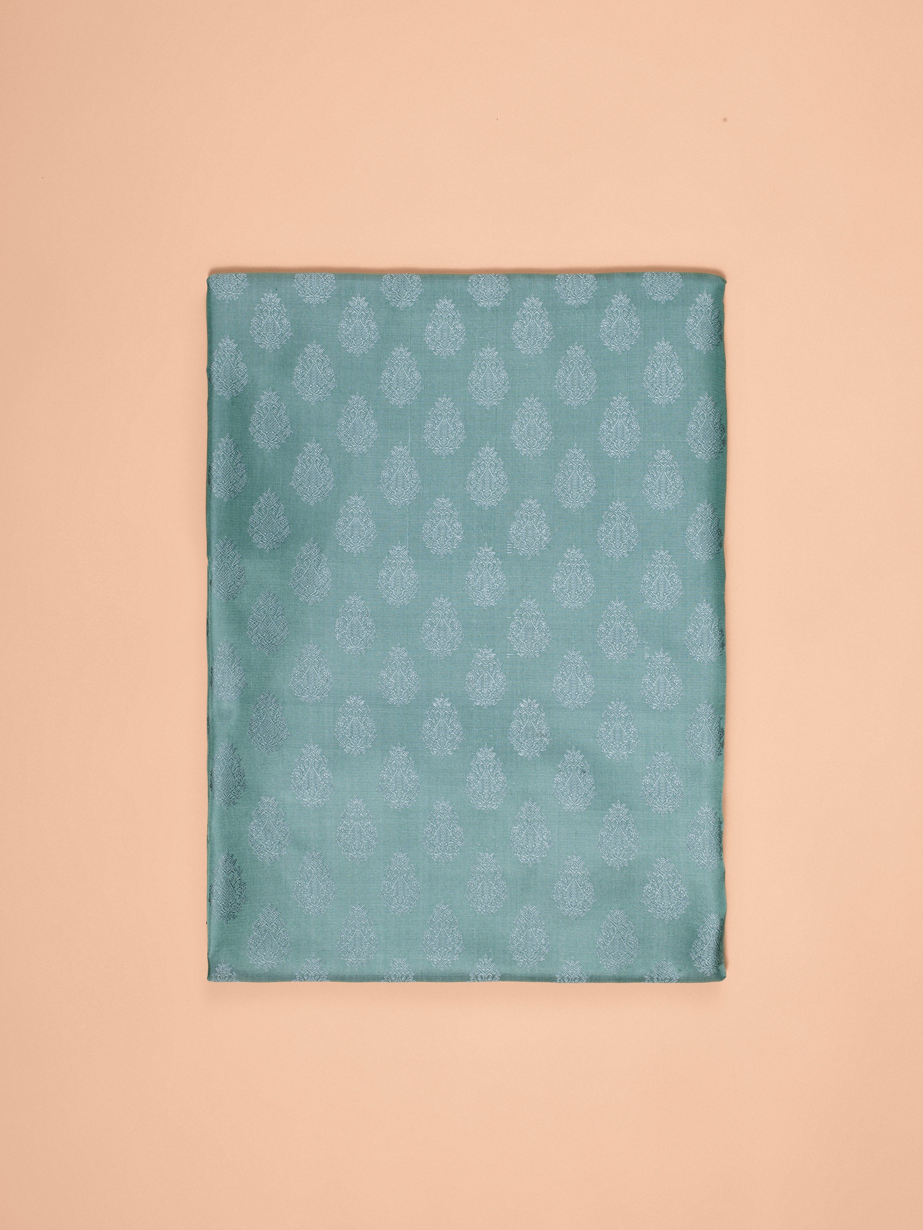 Sea Green Silk Buta Motifs Woven Unstitched Suit Fabric