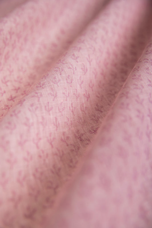 Handwoven Pink Linen Digital Print Fabric