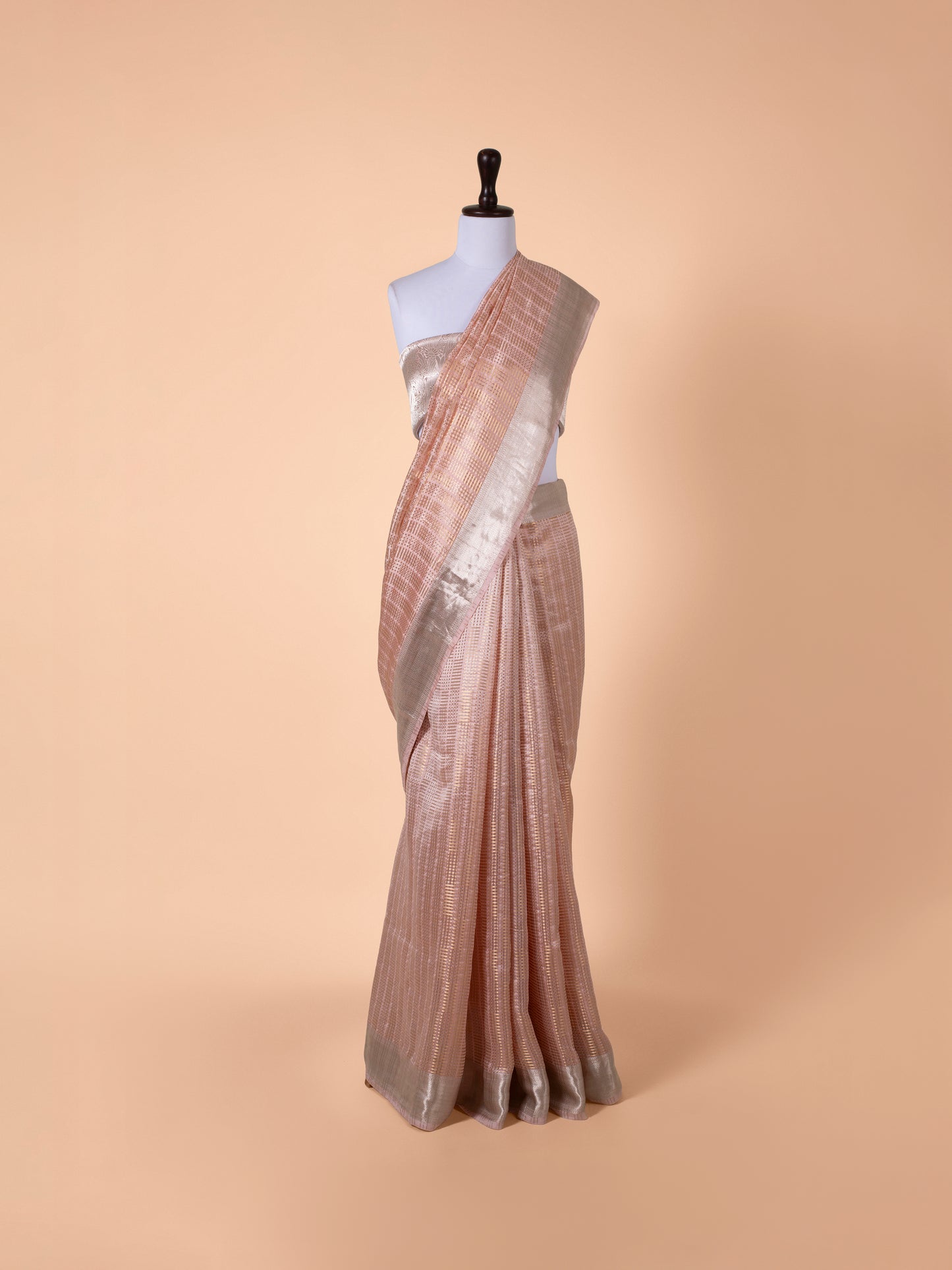 Handwoven Peach Silk Saree