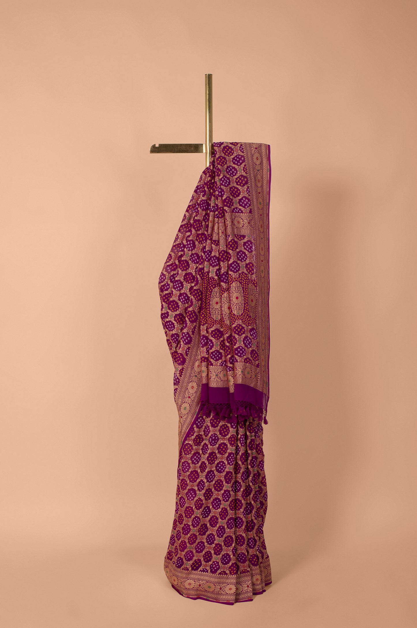 Handwoven Purple Bandhani Georgette Saree