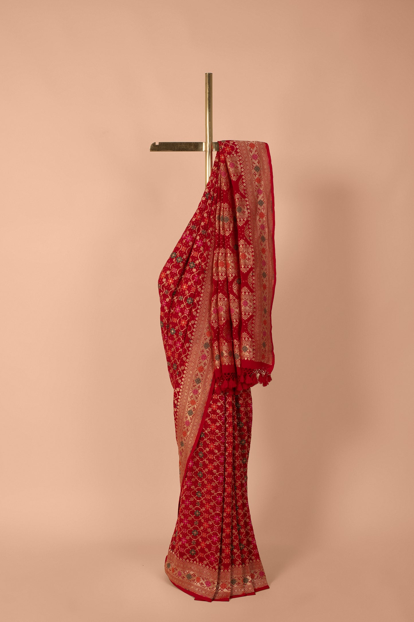 Handwoven Red Bandhani Georgette Saree