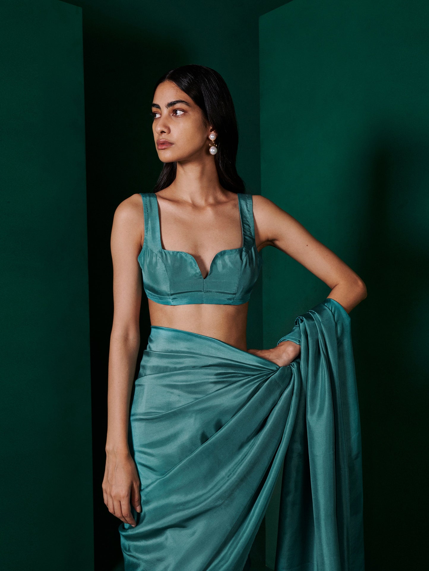 Handwoven Teal Blue Silk Saree