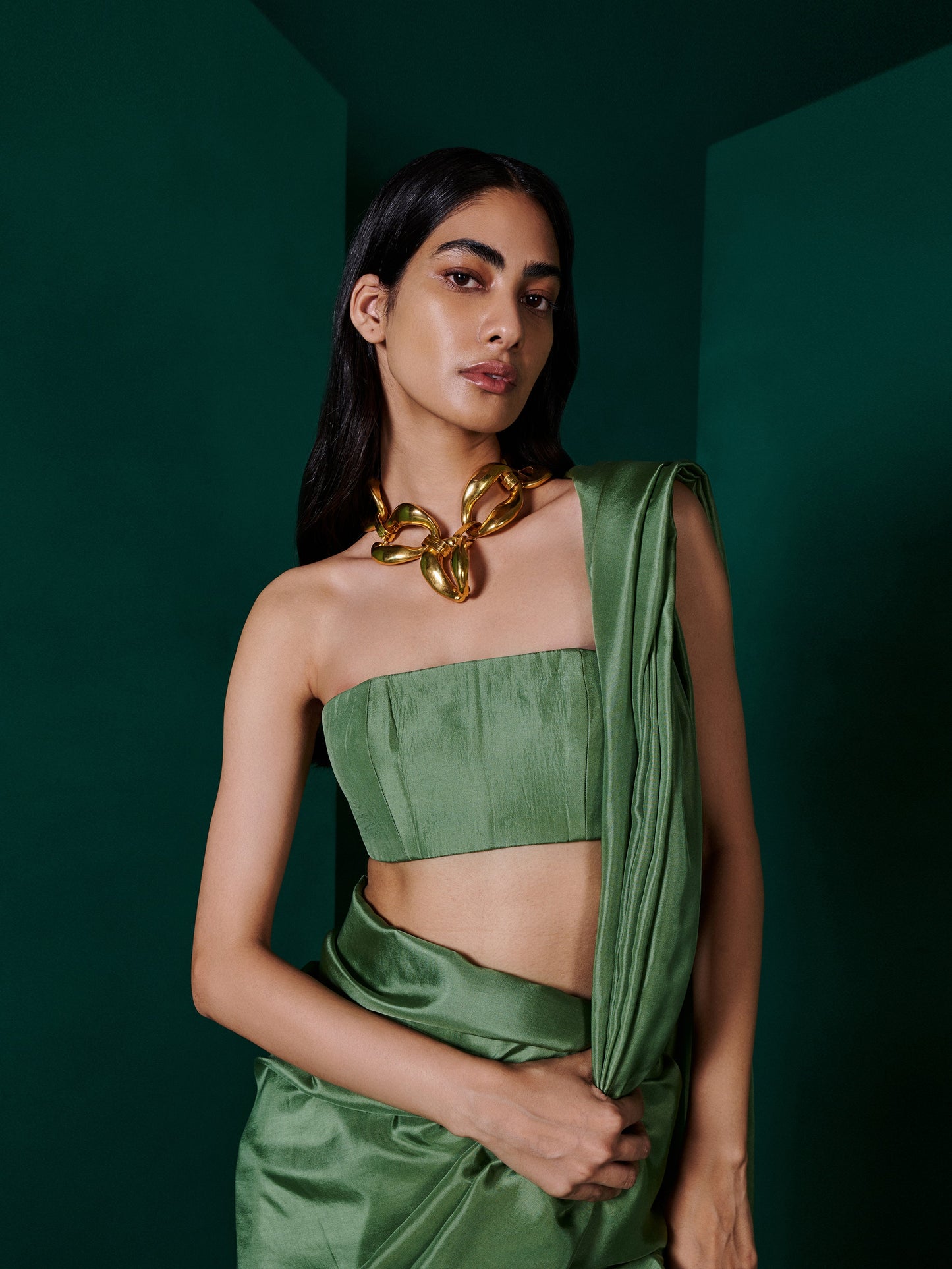 Handwoven Forest Green Silk Saree