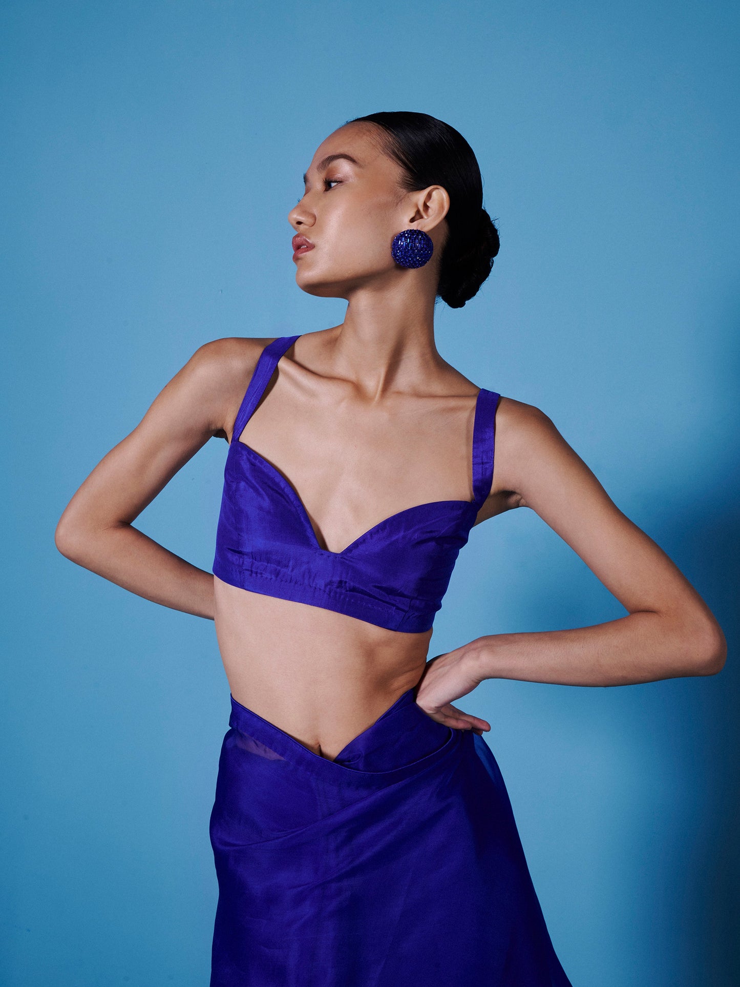 Handwoven Midnight Blue Organza Saree