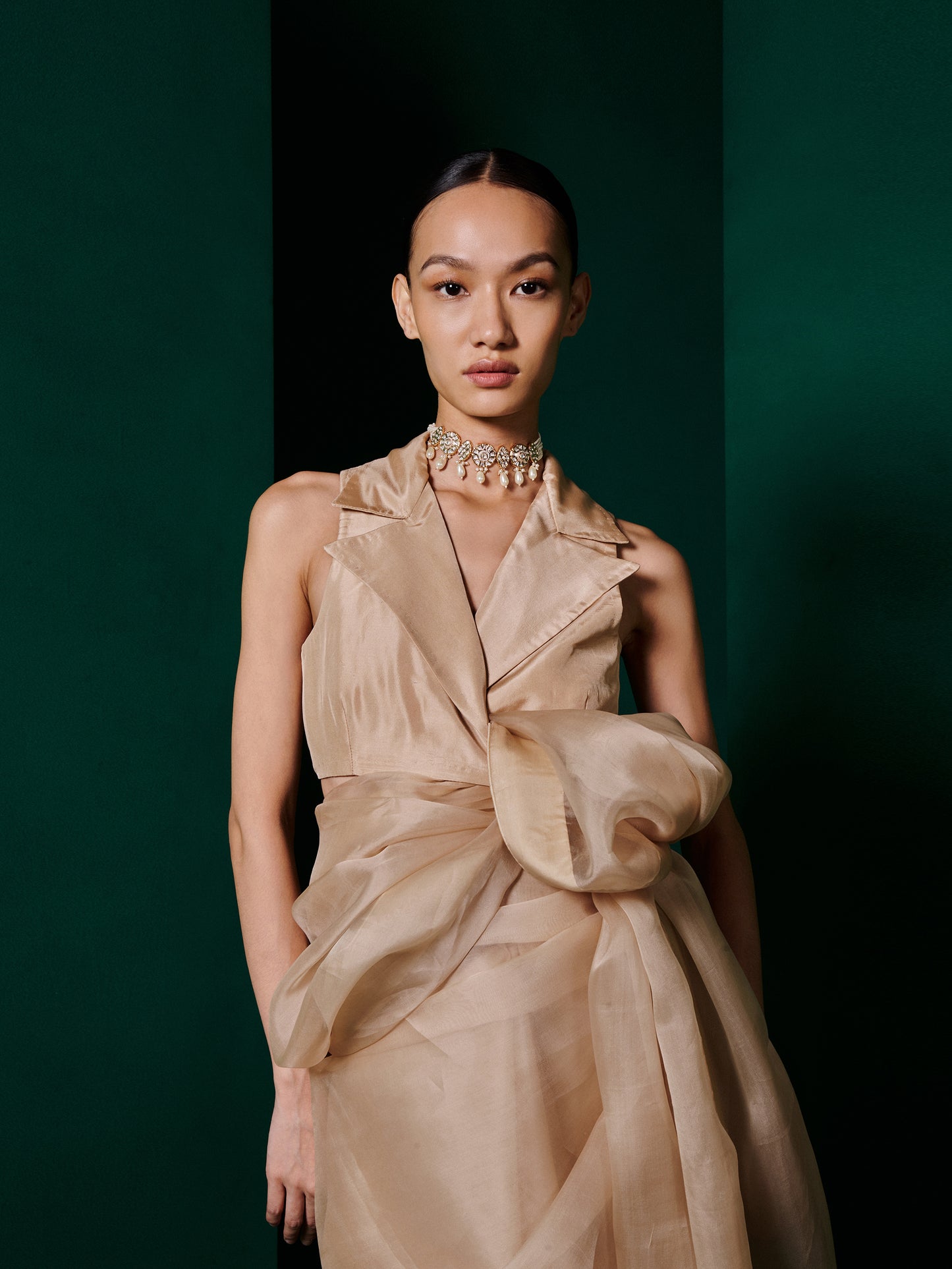 Handwoven Latte Beige Organza Saree