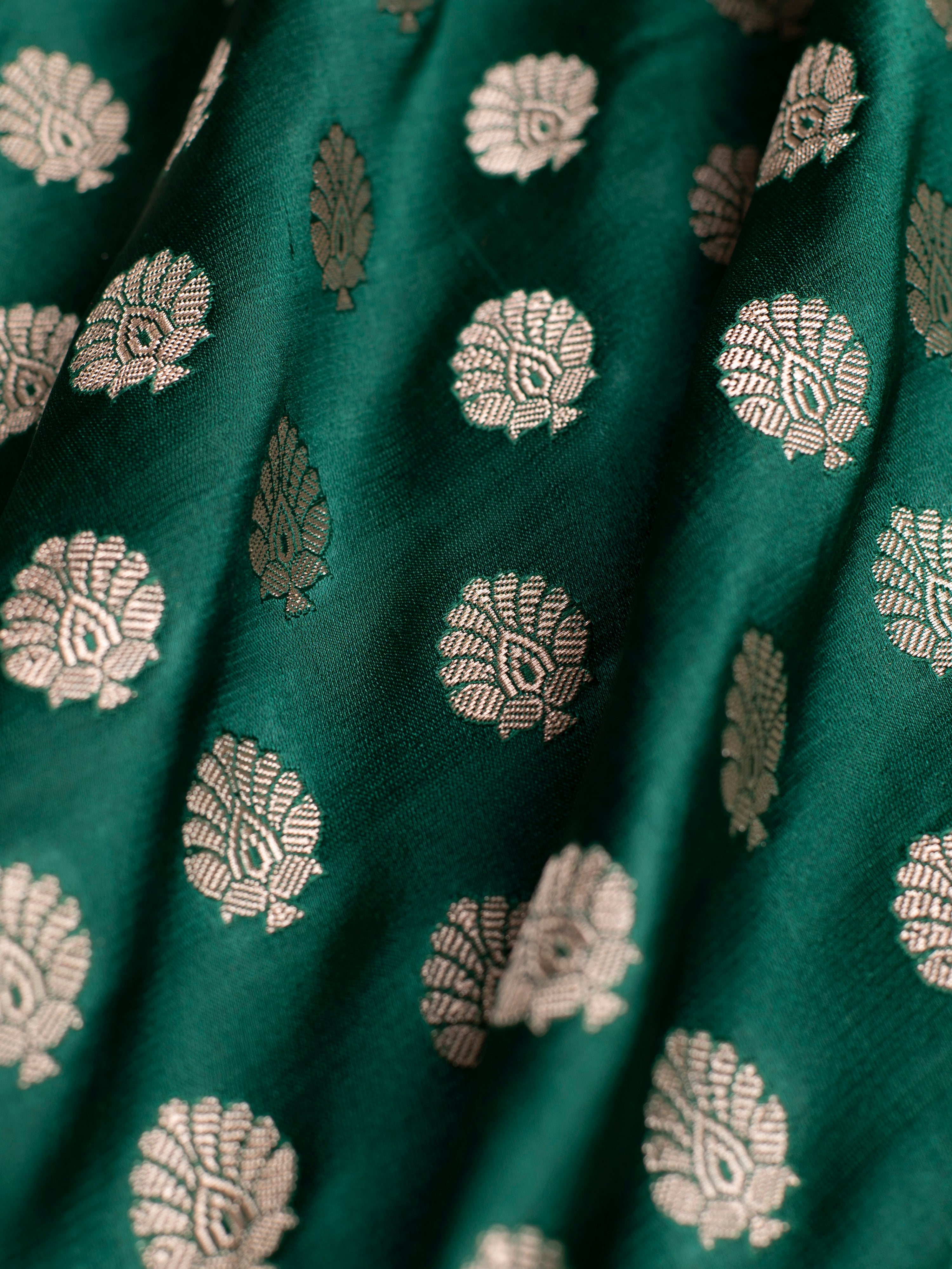 Bottle Green Spun Silk Fabric main image 0