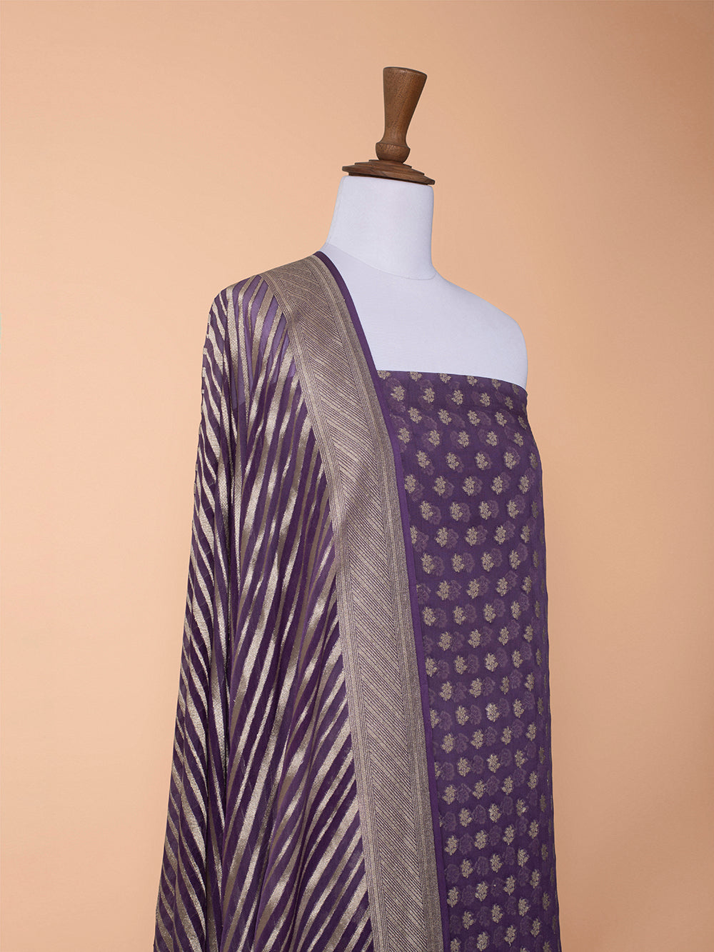 Handwoven Mauve Georgette Silk Suit Piece