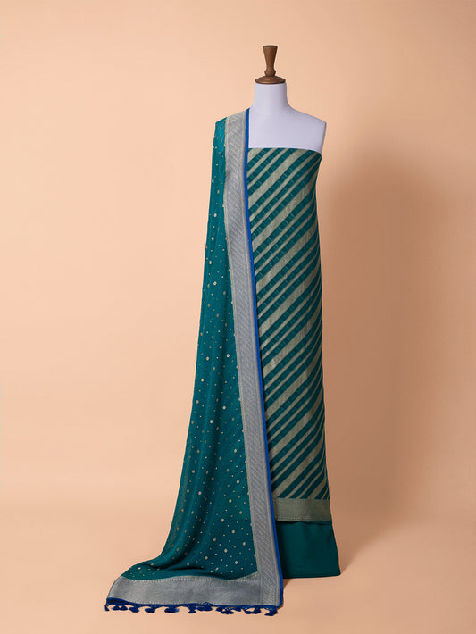Handwoven Blue Georgette Silk Suit Piece
