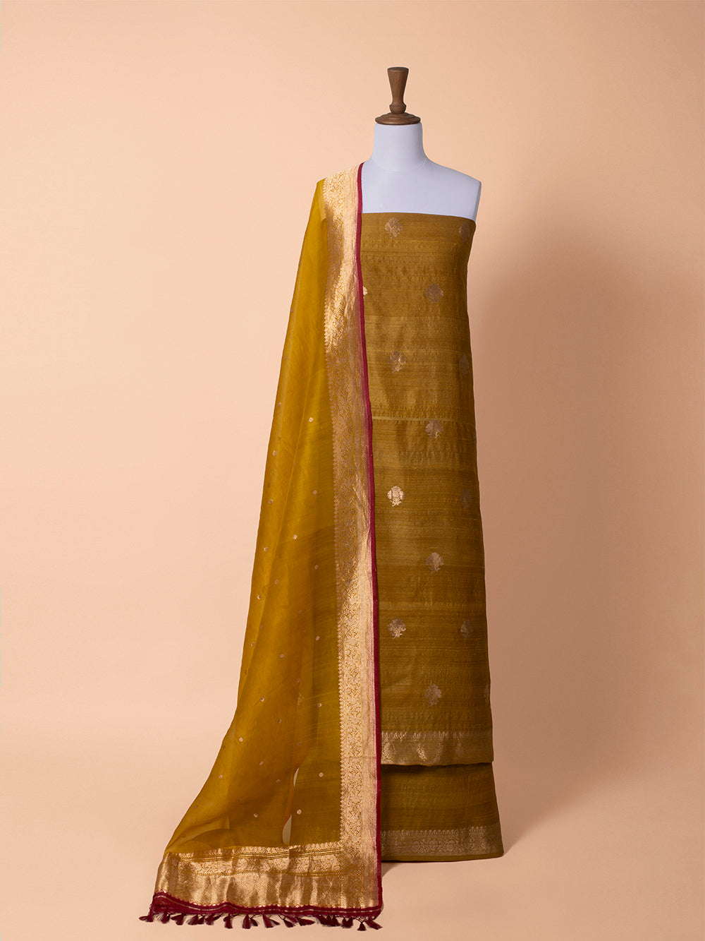 Handwoven Yellow Tussar Silk Suit Piece